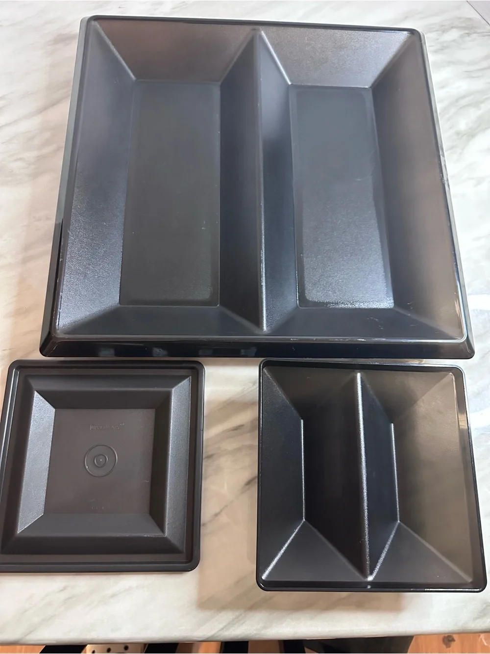 Tupperware Black Compartment Serving Trays - Set of 3